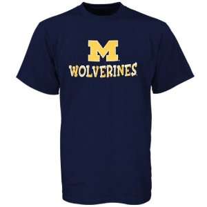  Michigan Wolverines Navy Blue Youth Logo T shirt Sports 