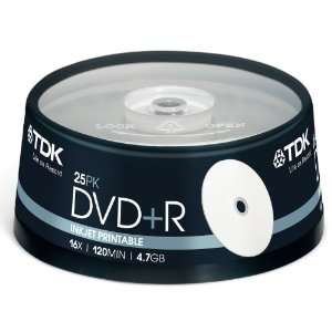  TDK DVD+R 4.7Gb 16x Spindle 25 Printable recordable blank tdk dvdr 
