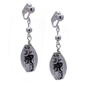  Largo Silver Black Clip On Earrings by CeeJay Jewelry