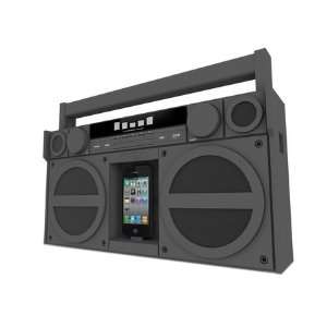   ®/iPodÂ® Portable FM Stereo Boom Box (Gray) IP4 Electronics