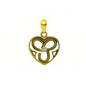  9ct Yellow Gold Celtic Heart Diamond Set Pendant Jewelry