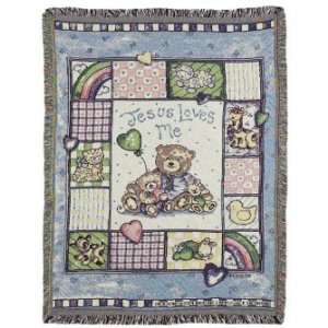  Jesus Loves Me Baby Teddy Bear Tapestry Throw Baby