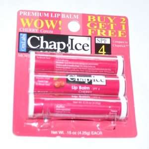   SPF 4 Premium Lip Balm, Cherry Cereza, 3 pack