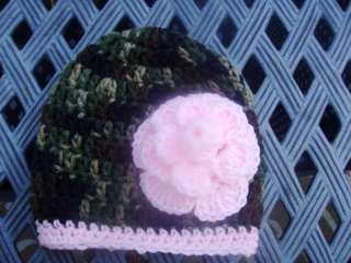 Beautiful camo and baby pink cloche/beanie great item for any time of 
