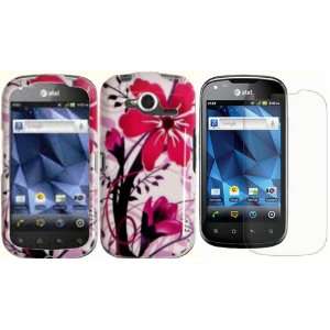 Pink Splash Hard Case Cover+LCD Screen Protector for Pantech Burst 