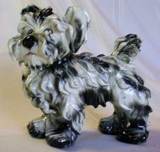 VINTAGE LARGE Ceramic SPAGHETTI DOG Figurine Terrier Schnauzer Puppy 