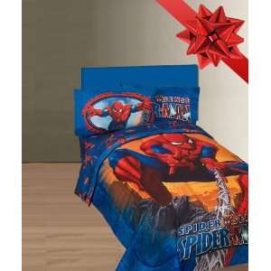  Twin Bed with Spiderman Themed Sheet Set and Custom 