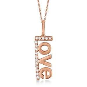  Love Spelled Out Diamond Pendant Necklace 14k Rose Gold (0 