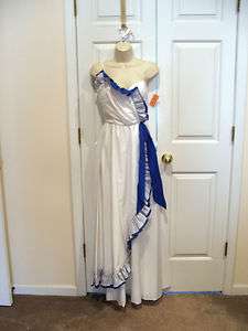   Blue Trim southern belle can be hooped formal gown costume 7/8  