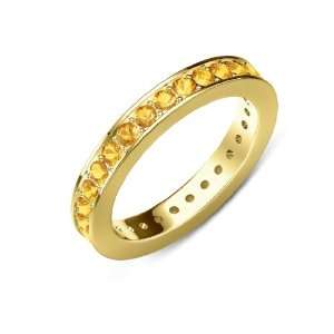   ) Channel with Prong Set Eternity Band in 18K Yellow Gold.size 4.5