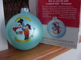   ORNAMENT Campbells KIDS snowman w SOUP MIB 1998 NEW frosty  