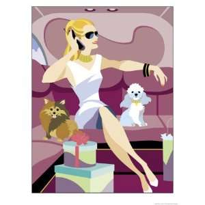   Rich Woman in the Back of a Limo Premium Poster Print