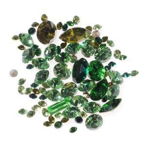 Swarovski Elements Chaton Mix   Assorted Shapes And Sizes   Greens (4 