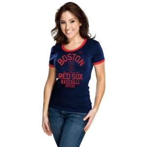  Boston Red Sox Womens Nike Navy Cooperstown Ringer T Shirt 
