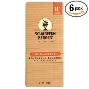 Scharffen Berger Milk Almond Sea Salt, 3 ounces (Pack of 6)  