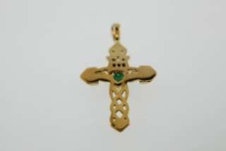   and Diamond Claddagh Celtic Cross Pendant 925 Sterling Silver Vermeil