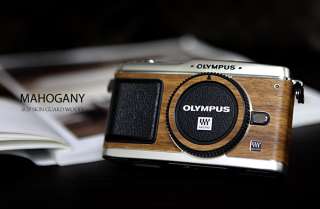SGP mahogany wood Skin + Screen film Olympus PEN E P1  
