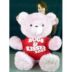  Lifesize 4 foot Tall Pink Teddy Bear Wearing Hugs and 