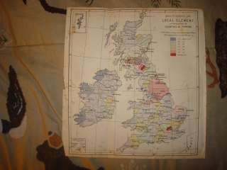 ANTIQUE ENGLAND IRELAND WALES SCOTLAND MAP CENSUS NR  