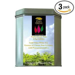 Eden Grove White Tea, 24 count Pyramid Tea Bags, 1.7 Ounce Tins (Pack 