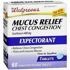  Mucus Relief Chest Congestion Immediate Release Tablets, 60 