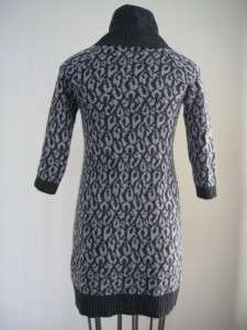 Rebecca Taylor Gray Leopard Lambswool Sweater Dress XS  