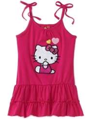 Hello Kitty Girls 2 6X Knit Dress With Satin Applique And Rhinestones