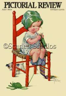 BABY GIRL KNITTING by CHARLES TWELVETREES Giclee Print  