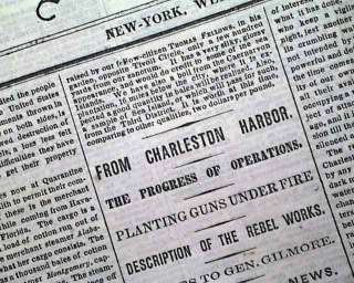 NEW ORLEANS LA Charleston SC 1863 Civil War Newspaper  