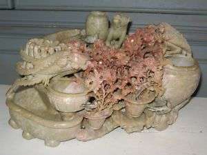 Large Antique Chinese Soapstone Sculpture Carving  