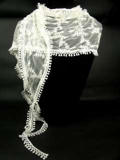 Vintage Style White Floral Lace Wrap Dresser Scarf A11224  