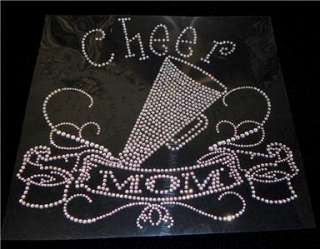 Cheer Mom with Banner Rhinestone Iron On Transfer Bling  