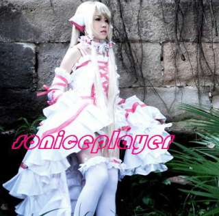 Chobits Chii Cosplay Lolita Ball white pink Dress 2090  