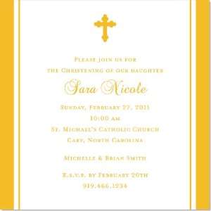   Cross Baptism Square Shimmer Invitations