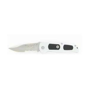  Medium SWAT Dual Action AUTOMATIC Silver Serrated Blade 