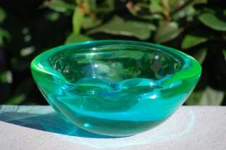   Green Murano Glass Cigar Cigarette Ashtray Bowl Changes Colors  