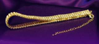 Bridal 3 Row Crystal Rhinestone Gold Plated Choker C003  