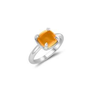  1.75 Cts Citrine Solitaire Ring in 14K White Gold 5.0 