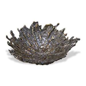  Lotus Sculpture Antique Bronze Brass Leaf Decorative Bowl 