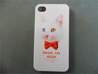 sweet cat Allie white smooth plastic hard skin case cover for iPHONE 4 