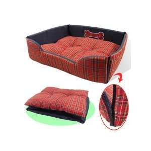  17x14x6 Red Plaid Dog Cat Soft Pillow Pet Bed for Extra Small 