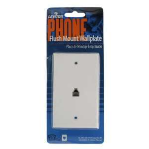  One Piece Flush Mount Phone Jack Wall Plate, White