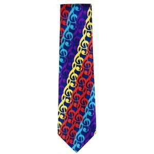    Musical Necktie with Mulitple Colorful G Clefs Musical Instruments