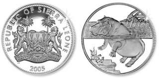 SIERRA LEONE $1 2005 UNC  AFRICAS WILDLIFE   HIPPO   