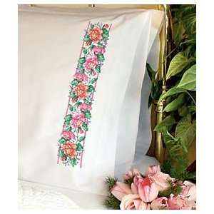  Climbing Roses Stamped Cross Stitch Pillowcase Pair Arts 