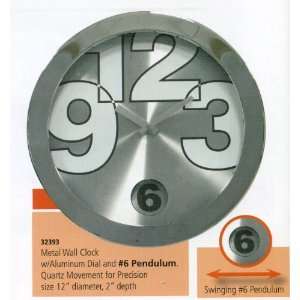   Six Pendulum Metal Wall Clock With Silver Dial
