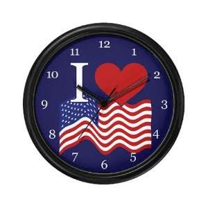  I LOVE USA Clock Flag Wall Clock by 