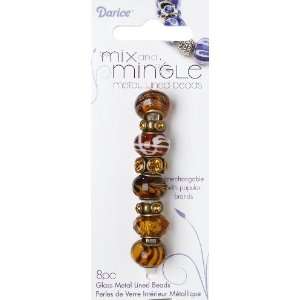  Darice Mix and Mingle Bronze Metal Lined Beads, Topaz 