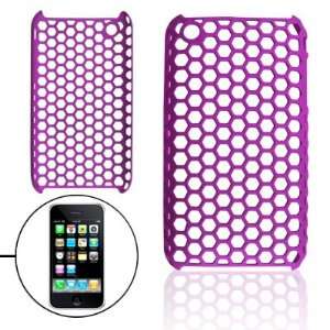   Magenta Rubberized Plastic Hexagon Hole Back Case for iPhone 3G 3GS