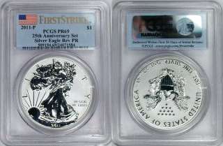 2011 PCGS GRADED 69 69 68 69 69 FIRST STRIKE 25TH ANNIVERSARY SILVER 
